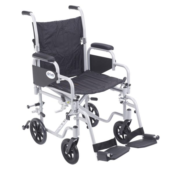 Poly Fly Light Weight 20" Transport Chair Wheelchair with Swing away Footrest